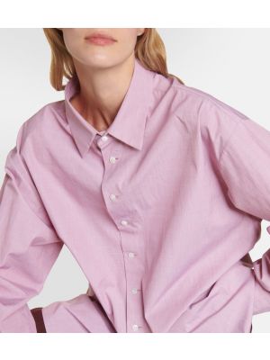Oversized βαμβακερό πουκάμισο The Row ροζ