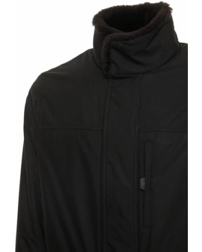 Hedvábná bunda s kožíškem Brioni černá