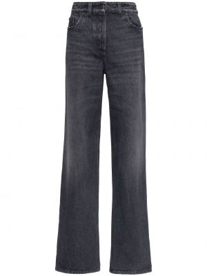 Bavlněné džíny s klučičím střihem Prada černé