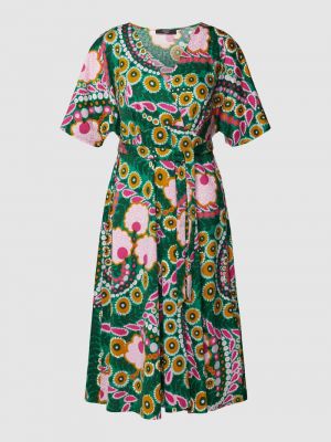 Sukienka midi z dekoltem w serek Weekend Max Mara zielona