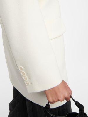 Krótki płaszcz wełniany z kaszmiru Max Mara biały