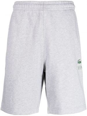 Shorts de sport en coton à imprimé Lacoste gris