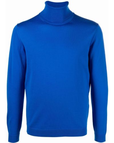 Jersey de lana merino de cuello vuelto de tela jersey Roberto Collina azul
