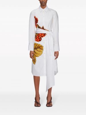 Raštuotas medvilninis marškininė suknelė Ferragamo balta