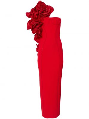 Коктейлна рокля с волани Carolina Herrera червено