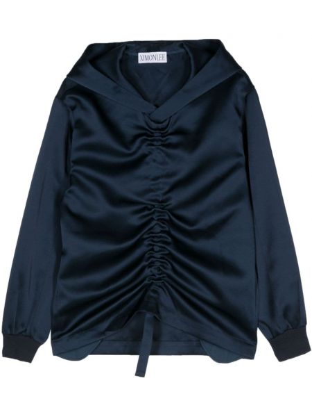 Satenska hoodie s kapuljačom Ximon Lee plava