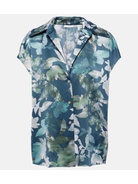 Chemise en soie à fleurs Vince bleu