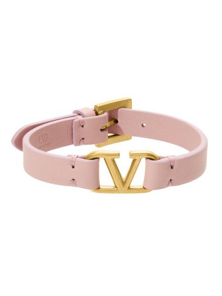 Розовый кожаный браслет Valentino