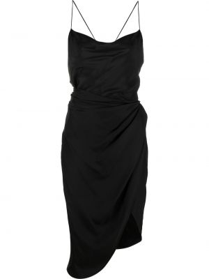 Hedvábné koktejlové šaty s výstřihem do v Gauge81 - černá