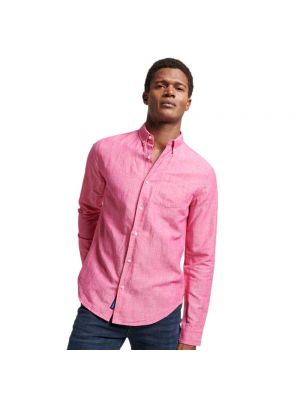 Розовая льняная рубашка с длинным рукавом Superdry
