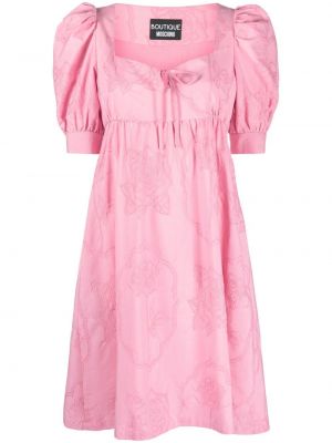 Памучна рокля на цветя с принт Boutique Moschino розово