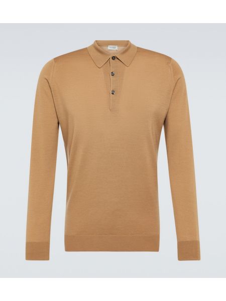 Μάλλινο polo John Smedley καφέ