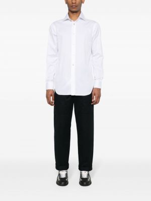 Bavlněná košile s knoflíky Kiton bílá