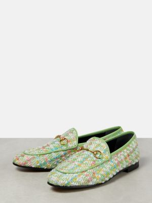 Pantofi loafer din tweed Gucci verde