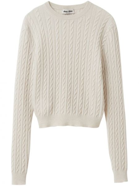 Sweter z kaszmiru Miu Miu biały