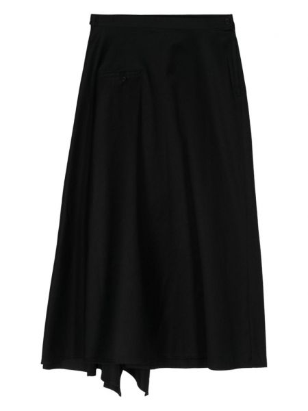 Drapiruotas medvilninis midi sijonas Yohji Yamamoto juoda