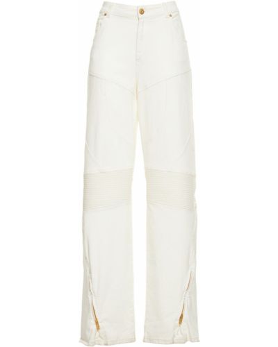 Памучни дънки с висока талия Blumarine бяло