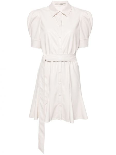 Δερμάτινη φόρεμα σε στυλ πουκάμισο Alice + Olivia λευκό