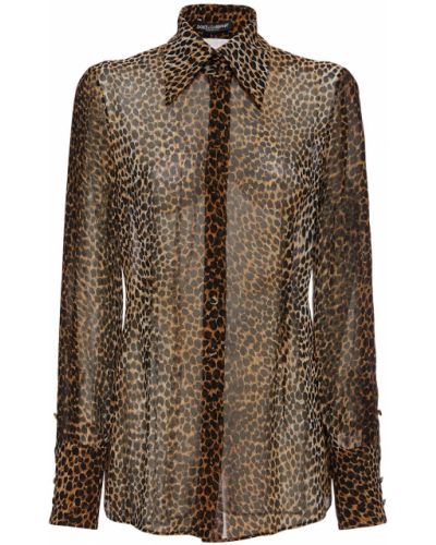 Cămașă de mătase cu imagine cu model leopard Dolce & Gabbana