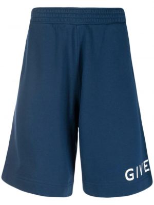 Shorts de sport en coton à imprimé Givenchy bleu