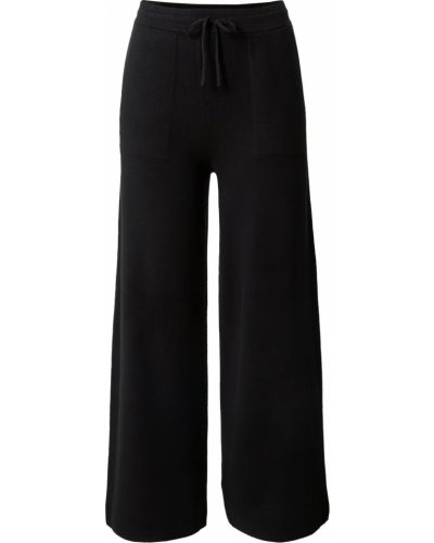 Jednofarebné bavlnené nohavice s vysokým pásom Oui - čierna