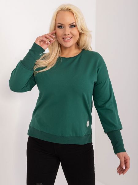 Асиметрична памучна блуза Fashionhunters зелено