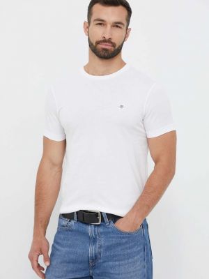 Памучна тениска с дълъг ръкав Gant бяло