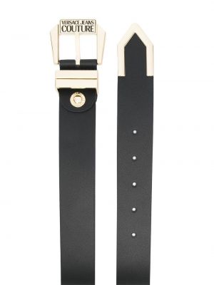 Kožený pásek s přezkou Versace Jeans Couture černý