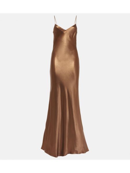 Satin maxi kjole Galvan brun