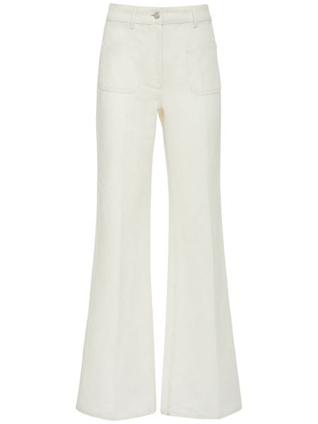 Pantalones de lino de algodón bootcut Loro Piana blanco
