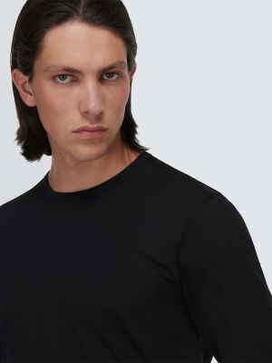 Kokvilnas t-krekls ar garām piedurknēm Sunspel melns