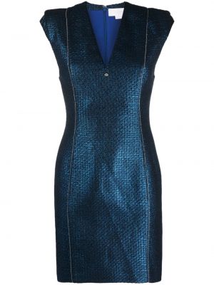 Коктейлна рокля от туид Genny синьо