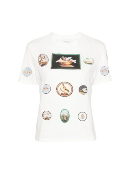 Karierte t-shirt mit print Giambattista Valli weiß