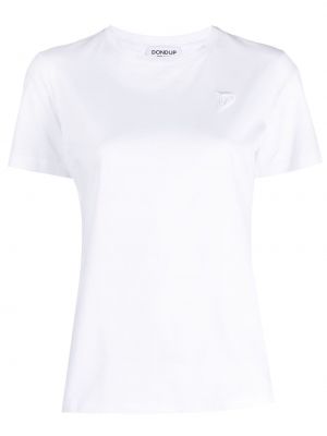 Памучна тениска бродирана Dondup бяло