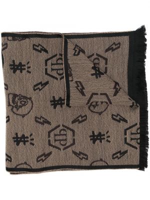 Jacquard skjerf Philipp Plein brun