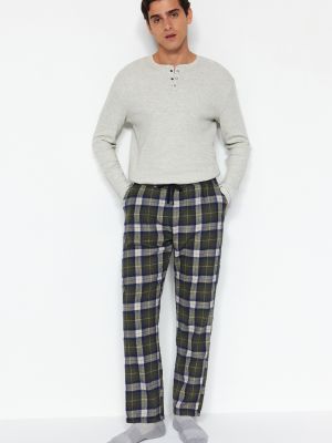 Pletena pižama s karirastim vzorcem Trendyol kaki