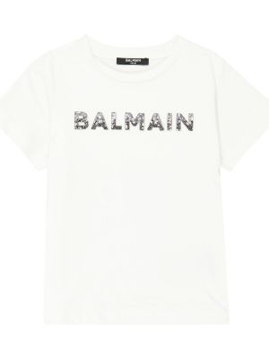 Jersey bomull t-skjorte for jenter Balmain Kids hvit