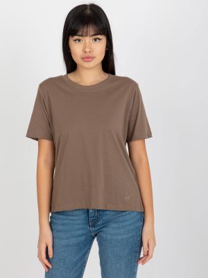 Jednofarebné bavlnené tričko Fashionhunters hnedá