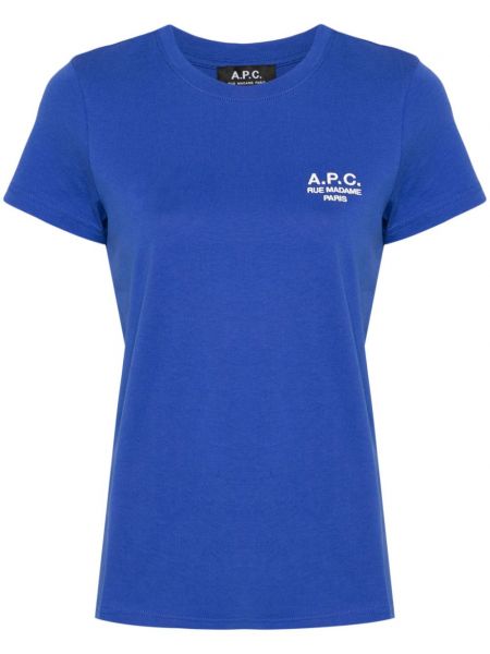Jersey t-shirt mit stickerei A.p.c. blau