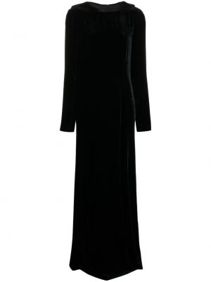 Žametna večerna obleka iz rebrastega žameta Alberta Ferretti črna