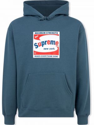 Kapučdžemperis ar apdruku Supreme zils