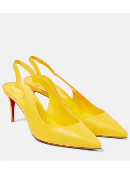 Slingback läder pumpar med remmar Christian Louboutin gul