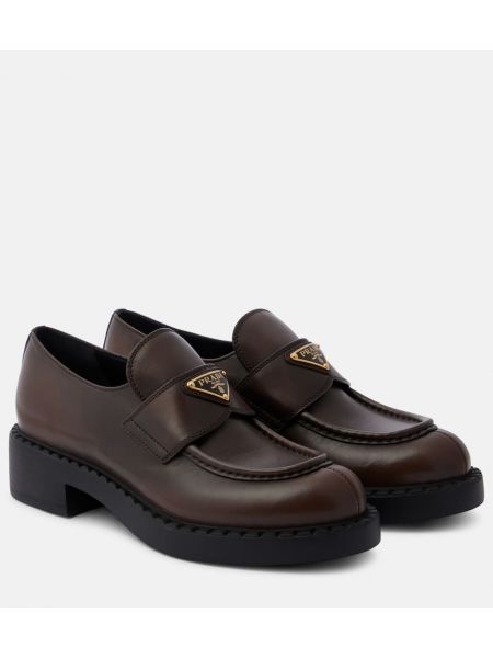 Loafers i läder Prada brun