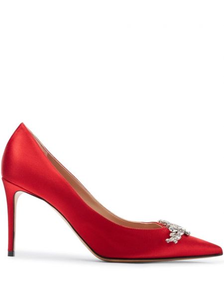 Сатенени полуотворени обувки Scarosso червено