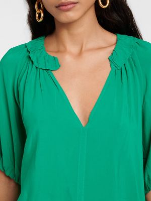 Žametna bluza iz rebrastega žameta Velvet zelena
