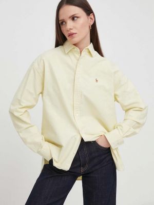 Хлопковая рубашка свободного кроя Polo Ralph Lauren Желтая