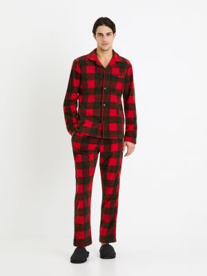 Kockované kockované pyžamo Celio červená