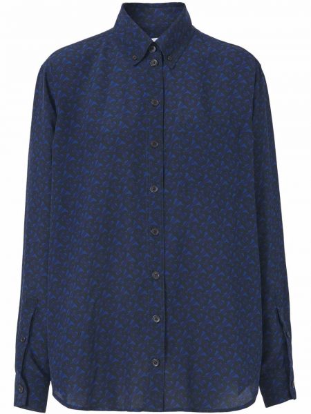 Camisa de seda con estampado Burberry azul