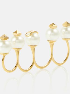 Žiedas su perlais Valentino auksinė