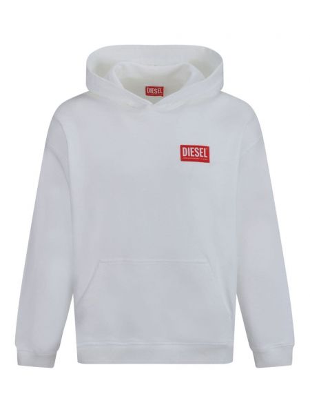 Pamuklu hoodie Diesel beyaz